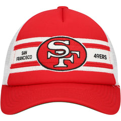 San Francisco 49ers Youth Stripe Trucker Adjustable Hat Scarlet - Mitchell & Ness