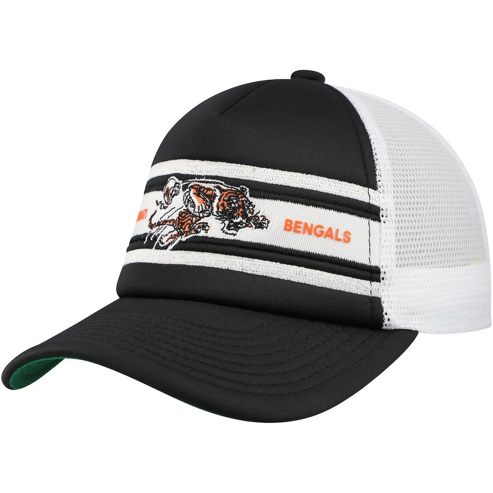 Cincinnati Bengals Youth Stripe Trucker Adjustable Hat Black - Mitchell & Ness