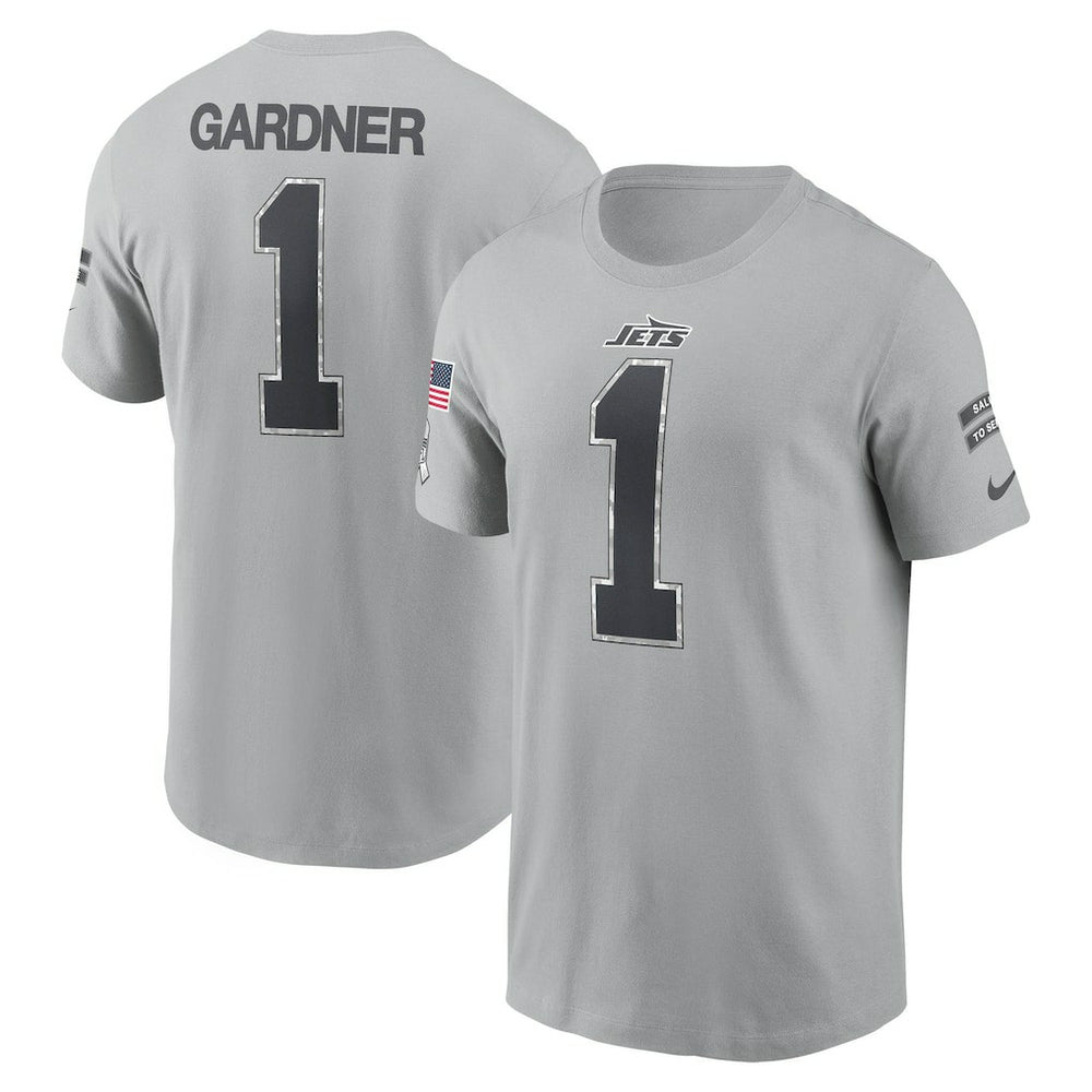 Ahmad Sauce Gardner New York Jets 2024 Salute To Service Name & Number T-Shirt Gray - Nike