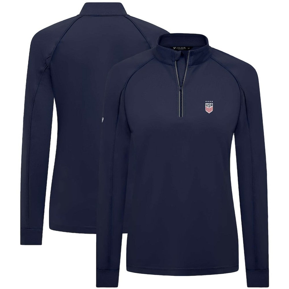USWNT Levelwear Women's Kinetic Insignia Quarter-Zip Pullover - Navy