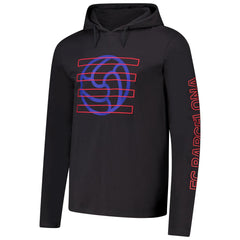 Barcelona Wordmark Long Sleeve Hoodie T-Shirts- Charcoal