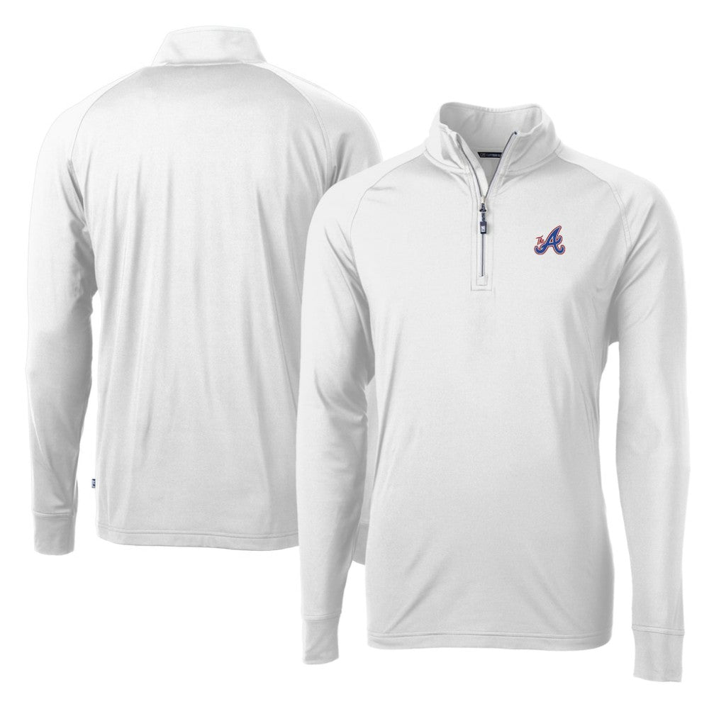 Atlanta Braves Cutter & Buck City Connect Adapt Eco Knit Stretch Recycled Quarter-Zip Pullover Top Sale