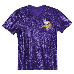 Justin Jefferson Minnesota Vikings Girls Youth Sequin V-Neck Fashion Jersey Purple - NFL