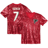 Bijan Robinson Atlanta Falcons Girls Youth Sequin V-Neck Fashion Jersey Red - NFL