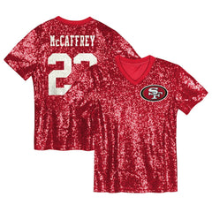Christian McCaffrey San Francisco 49ers Girls Youth Sequin V-Neck Fashion Jersey Scarlet - NFL