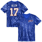 Josh Allen Buffalo Bills Girls Youth Sequin V-Neck Fashion Jersey Royal - NFL