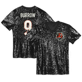 Joe Burrow Cincinnati Bengals Girls Youth Sequin V-Neck Fashion Jersey Black - NFL