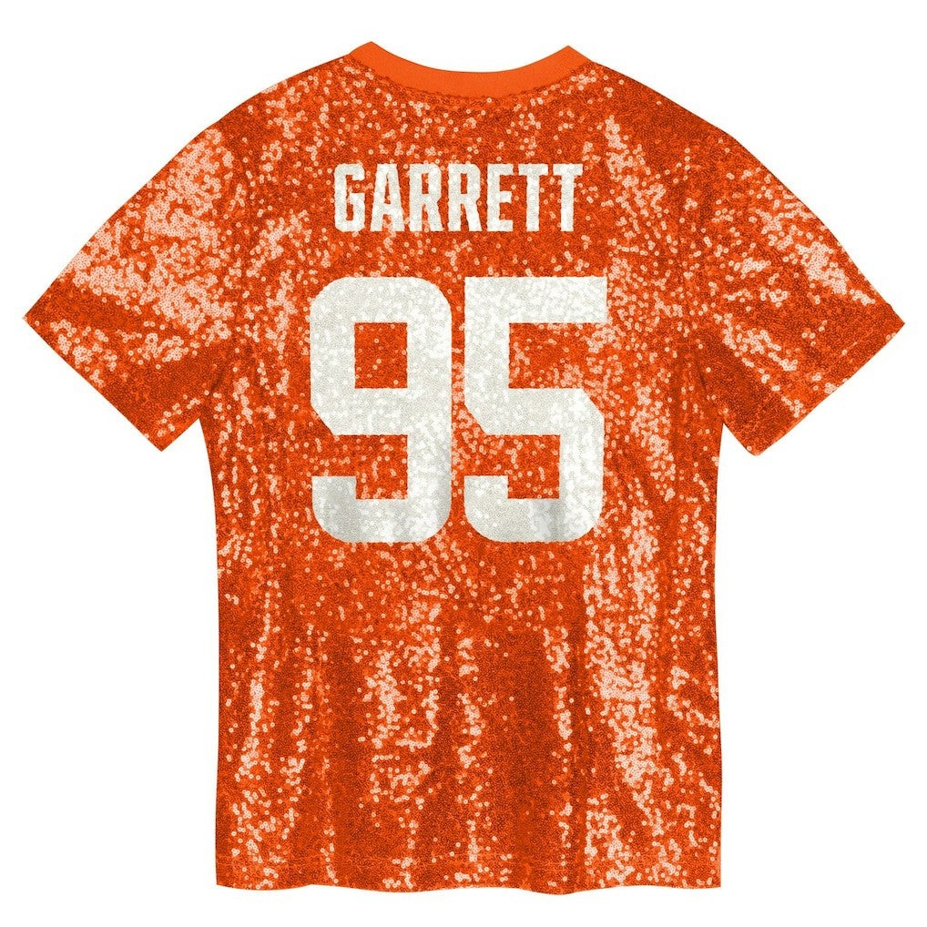 Myles Garrett Cleveland Browns Girls Youth Sequin V-Neck Fashion Jersey - Orange on sale | NFL Jerseys