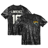Trevor Lawrence Jacksonville Jaguars Girls Youth Sequin V-Neck Fashion Jersey Black - NFL