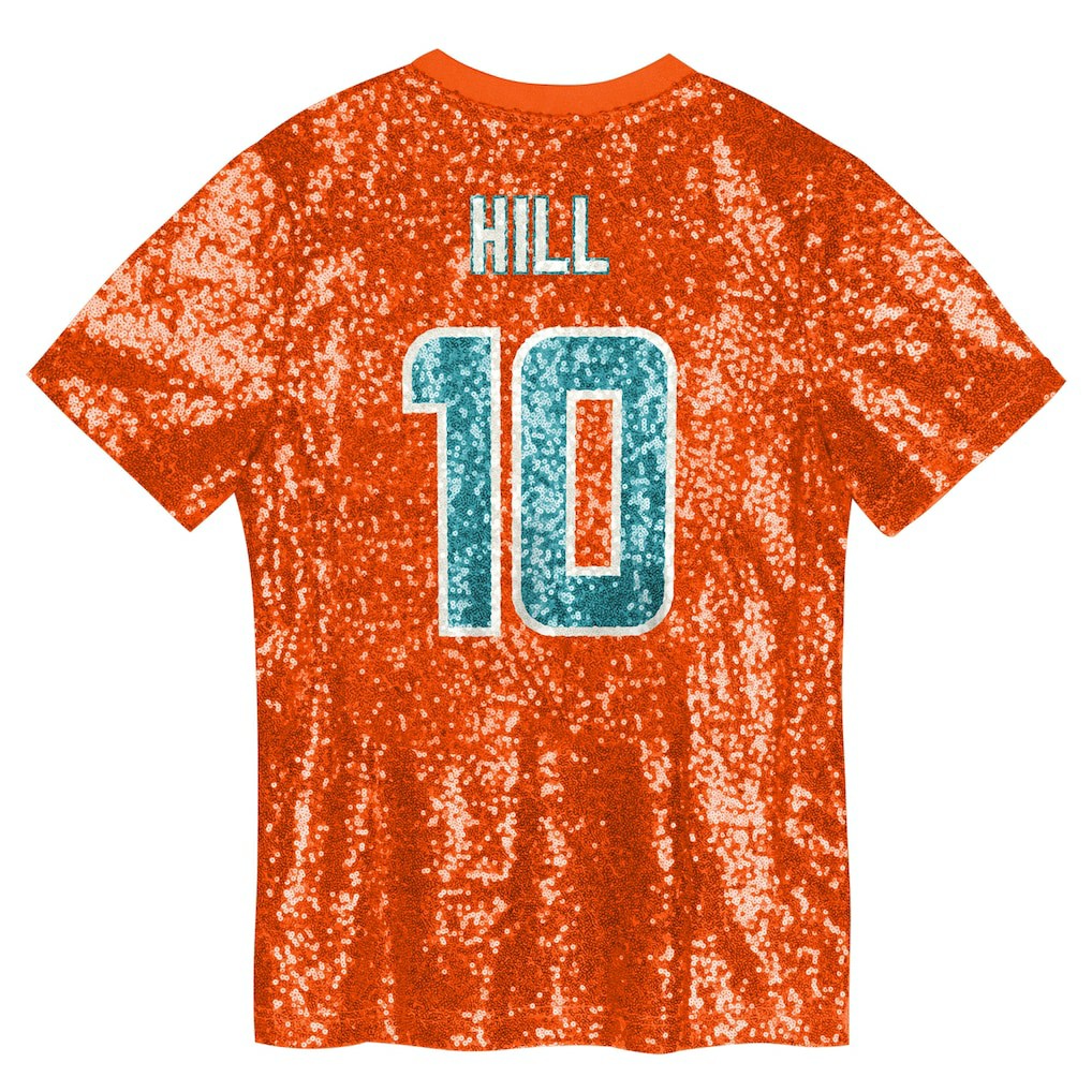 Tyreek Hill Miami Dolphins Girls Youth Sequin V-Neck Fashion Jersey - Orange sale | NFL Jerseys