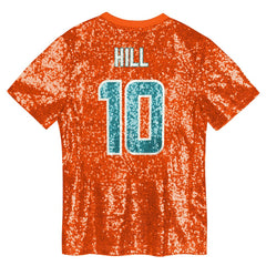 Tyreek Hill Miami Dolphins Girls Youth Sequin V-Neck Fashion Jersey Orange - NFL