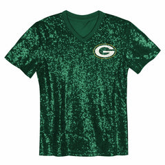 Jordan Love Green Bay Packers Girls Youth Sequin V-Neck Fashion Jersey Green - NFL