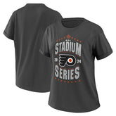 Philadelphia Flyers - WEAR by Erin Andrews Women's 2024 NHL Stadium Series Boyfriend T-Shirt Charcoal