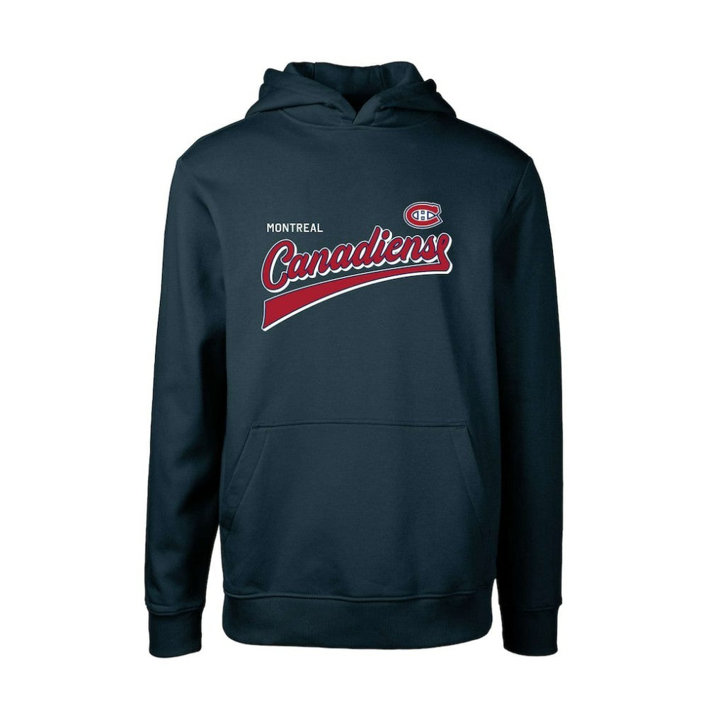 Montreal Canadiens - Levelwear Youth Podium Retro Script Fleece Pullover Hoodie Navy