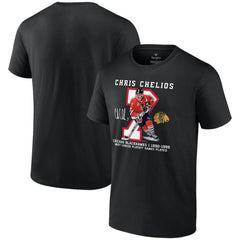 Chris Chelios Chicago Blackhawks Jersey Retirement T-Shirt Black