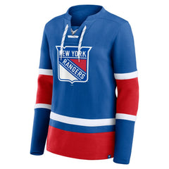 New York Rangers Fanatics Women's Prime Time Lace-Up Long Sleeve T-Shirt Blue