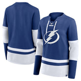 Tampa Bay Lightning - Fanatics Women's Prime Time Lace-Up Long Sleeve T-Shirt Blue