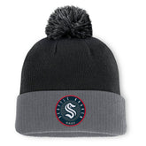 Seattle Kraken Fanatics Aspyn Cuffed Knit Hat with Pom Black