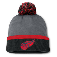 Detroit Red Wings - Fanatics Women's Cuffed Knit Hat with Pom Charcoal