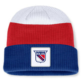 New York Rangers Fanatics Heritage Showboat Color-Block Cuffed Knit Hat Blue/Red