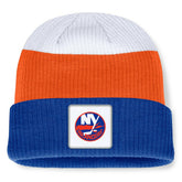 New York Islanders - Fanatics Heritage Showboat Color-Block Cuffed Knit Hat Royal/Orange