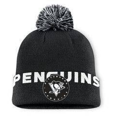 Pittsburgh Penguins Fanatics Fundamental High Stick Cuffed Knit Hat with Pom Black