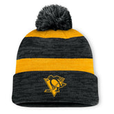 Pittsburgh Penguins Fanatics Fundamental Red Line Cuffed Knit Hat with Pom Black
