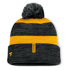 Pittsburgh Penguins Fanatics Fundamental Red Line Cuffed Knit Hat with Pom Black
