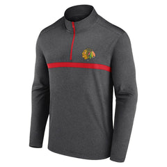 Chicago Blackhawks Logo Athletic Head-to-Head Raglan Quarter-Zip Top Heather Charcoal