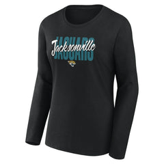 Jacksonville Jaguars Logo Athletic Women's Grip Long Sleeve T-Shirt Black - NFL
