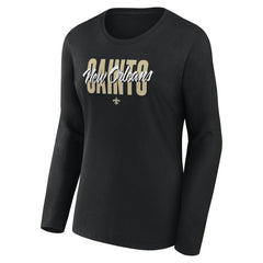 New Orleans Saints Logo Athletic Women's Grip Long Sleeve T-Shirt Black - NFL