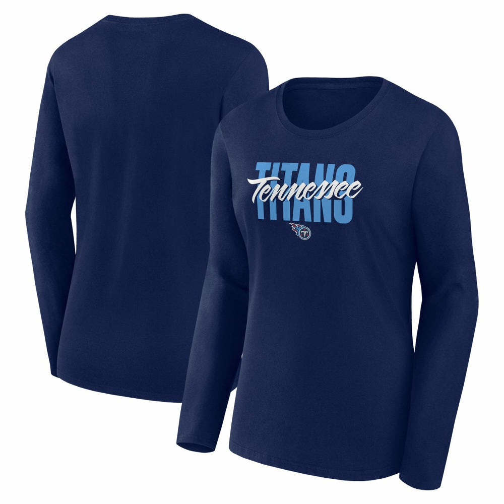 Tennessee Titans Logo Athletic Women's Grip Long Sleeve T-Shirt Navy - NFL