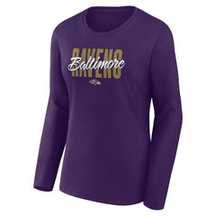 Baltimore Ravens Logo Athletic Women's Grip Long Sleeve T-Shirt Purple - NFL