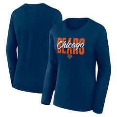 Chicago Bears Logo Athletic Women's Grip Long Sleeve T-Shirt Navy - NFL