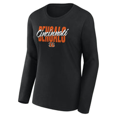 Cincinnati Bengals Logo Athletic Women's Grip Long Sleeve T-Shirt Black - NFL