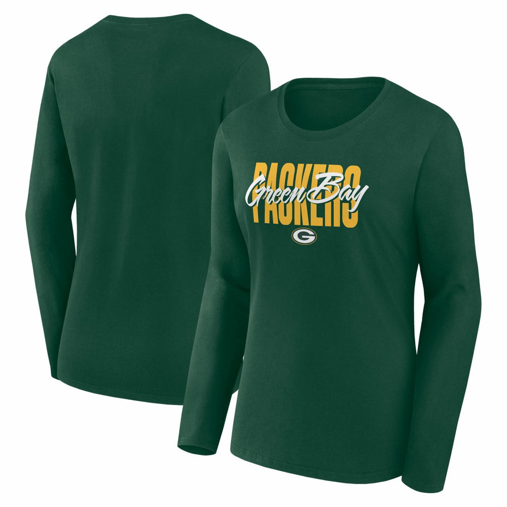 Green Bay Packers Logo Athletic Women's Grip Long Sleeve T-Shirt Green - NFL