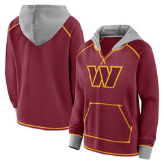 Washington Commanders Logo Athletic Women's Boom Fleece Pullover V-Neck Hoodie Burgundy - NFL