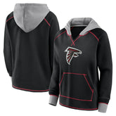 Atlanta Falcons Logo Athletic Women's Boom Fleece Pullover V-Neck Hoodie Black - NFL