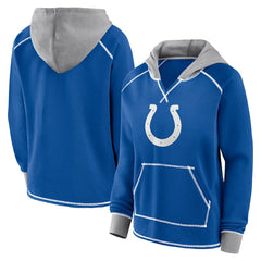 Indianapolis Colts Logo Athletic Women's Boom Fleece Pullover V-Neck Hoodie Royal - NFL