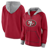San Francisco 49ers Logo Athletic Women's Boom Fleece Pullover V-Neck Hoodie Scarlet - NFL