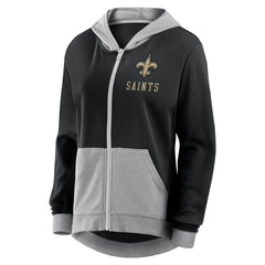 New Orleans Saints Logo Athletic Women's Hit It French Terry Full-Zip Hoodie Black - NFL