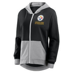Pittsburgh Steelers Logo Athletic Women's Hit It French Terry Full-Zip Hoodie Black - NFL