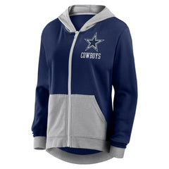Dallas Cowboys Logo Athletic Women's Hit It French Terry Full-Zip Hoodie Navy - NFL