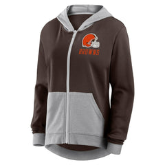 Cleveland Browns Logo Athletic Women's Hit It French Terry Full-Zip Hoodie Brown - NFL