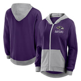 Baltimore Ravens Logo Athletic Women's Hit It French Terry Full-Zip Hoodie Purple - NFL