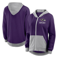 Baltimore Ravens Logo Athletic Women's Hit It French Terry Full-Zip Hoodie Purple - NFL