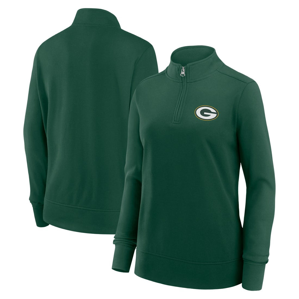 Green Bay Packers Logo Athletic Women's Velocity Quarter-Zip Jacket Green - NFL