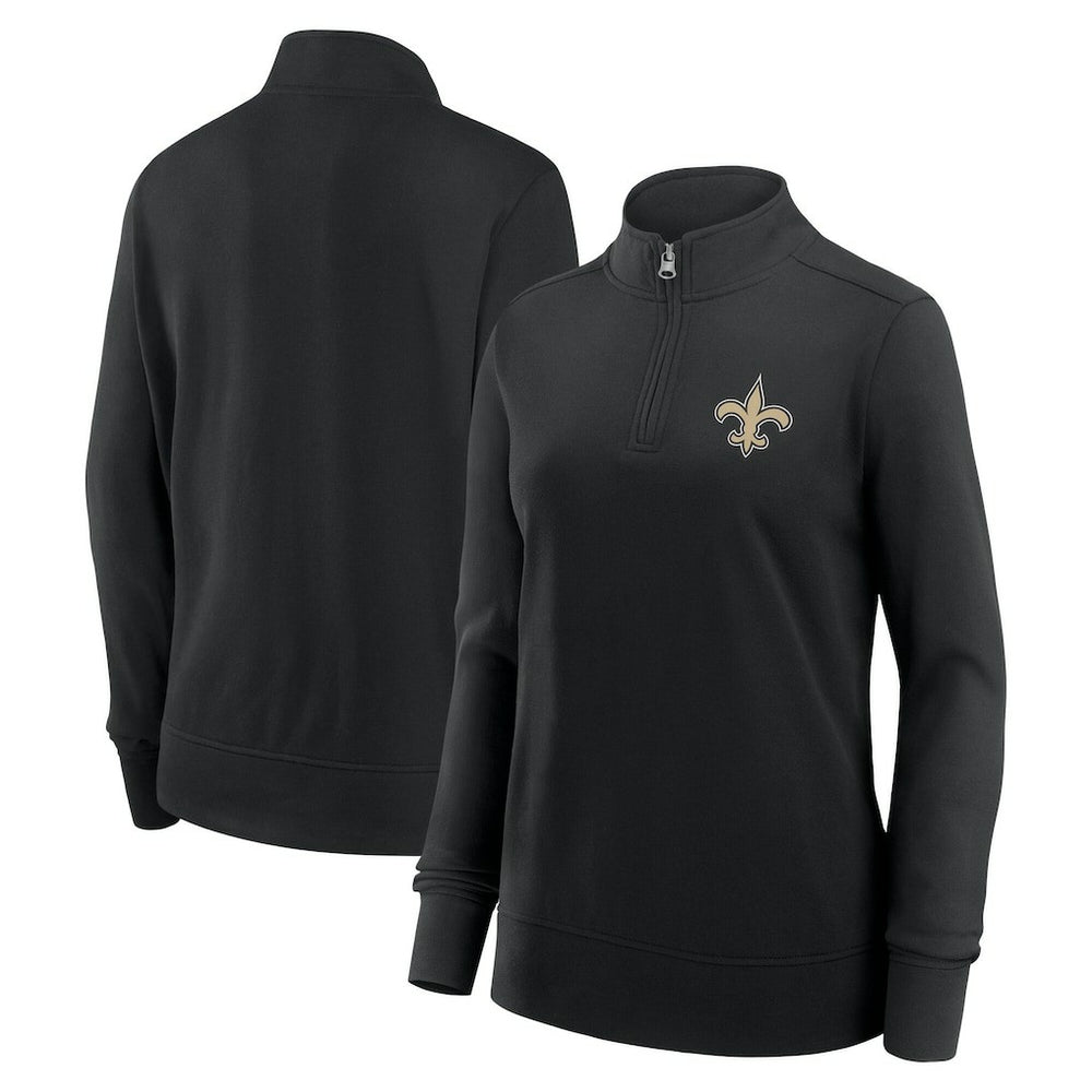 New Orleans Saints Logo Athletic Women's Velocity Quarter-Zip Jacket Black - NFL