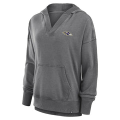 Baltimore Ravens Women's Initiative Snow Wash French Terry V-Neck Pullover Hoodie Heather Charcoal - Fanatics