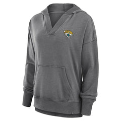 Jacksonville Jaguars Women's Initiative Snow Wash French Terry V-Neck Pullover Hoodie Heather Charcoal - Fanatics